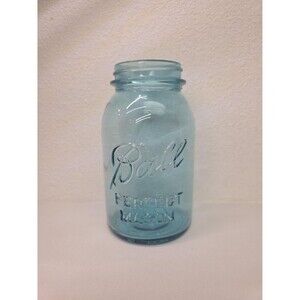 Vintage Collectible Ball perfect mason #6 quart Blue Glass Canning Jar 1900s